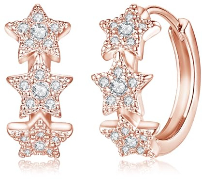 Deyanse Creolen Silber 925 Damen, Sterling Silber Unendlichkeit Herz Stern Ohrringe, Klein Kreolen Mit Zirkonia, Schlafen Knorpel, Hypoallergen Ohrschmuck Mit Geschenkbox