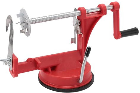 Spiral Vegetable Slicers for Onion Carrot Cucumber Eggplant Sausage Hot Dog BBQ Fried Manual Red Stainless Steel French Fry Cutter, Potato Twister Cutter Portable Effortless Potato