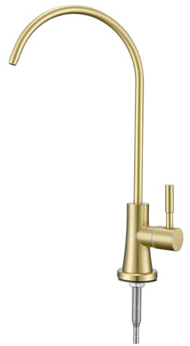 GULICA Drinking Water Tap, SUS304 Stainless Steel, No-Air Gap Reverse Osmosis Tap for Kitchen Bar Sink, Brushed Gold