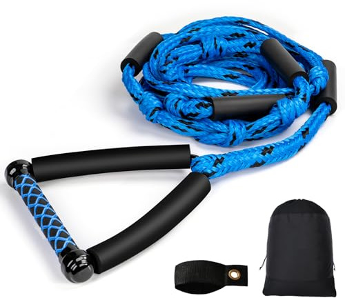 ASVAEVAS Wakesurf Rope 25ft Floating Wake Surf Ropes and Handle, 4 Sections Adjustable Surf Tow Rope for Wakesurfing and Watersports