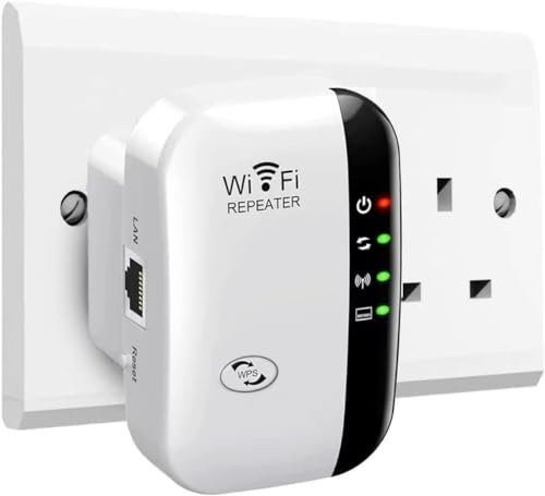 Ubcwin 2025 Newest WiFi Extender, WiFi Booster, WiFi Repeater, Covers Up to 3000 Sq.ft and 45 Devices, Internet Booster - with Ethernet Port, Quick Setup, Home Wireless Signal Booster, UK plug，White