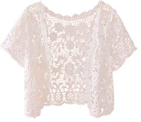 Generisch 2025 - Frauen Sommer Casual Einfache Mode Kurze Dünne Hohl Gestrickte Spitze Vielseitige Strickjacke Schal in (Beige, XL)