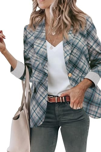 Genhoo Blazer Jackets for Women Long Sleeve Casual Work Office Blazers M