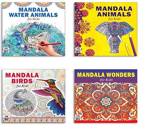Mandala Sea Animals + Animals + Birds + Wonders Art Designs Pattern Colouring Books For Kids | Mandala Art | Coloring Book | Relaxation | Creativity | Mindfulness | Stress Relief | Art Therapy (Set Of