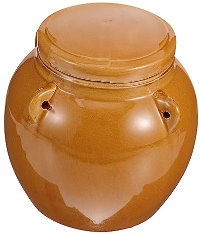 Zerodeko Vintage Ceramic Honey Jar Lid, Medium 2lb Sealed Honey Pot and Pickle Storage Jar, Kitchen Storage Container for Home Use