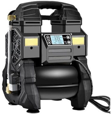 Compresor de aire de alta presión for carpintería, pintura, silencioso, pequeño, portátil, con bomba de aire de frecuencia variable, sin aceite Para bricolaje(DC1081-1200W with LCD)