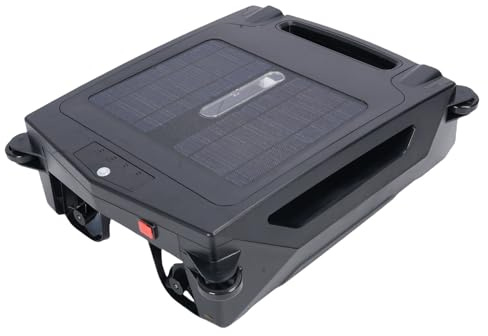 Fafeicy Robot de Limpiador de Superficie de la Piscina Solar, Skimmer de Piscina Recargable Automático de Skimmer 5H, Cobertura de 100㎡, Ideal para Piscinas (Enchufe de la UE)
