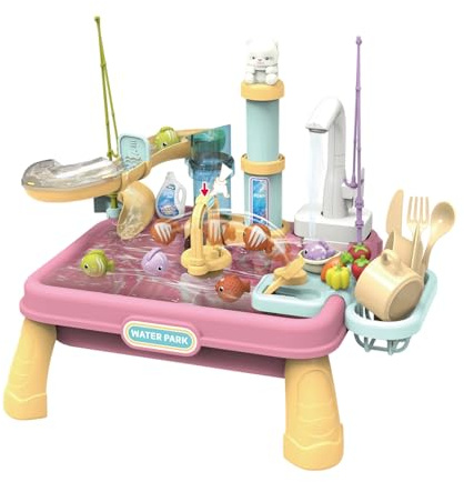 Genérico Mesa de Agua para Niños Pequeños | Mesa De Actividades Infantiles con Agua Y - Juego Interactivo Veraniego para Aprendizaje En Aulas Preescolares Y Reuniones Familiares
