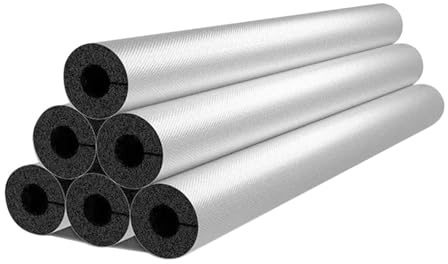 Foam Pipe Insulation, Antifreeze Aluminum Foil Pipe Insulation Tube, ID 22/27/34/43/48/60/76/89/110/114mm, Self Seal Foam Tubing Lagging for Solar Pipes(ID 60mm x T 15mm)
