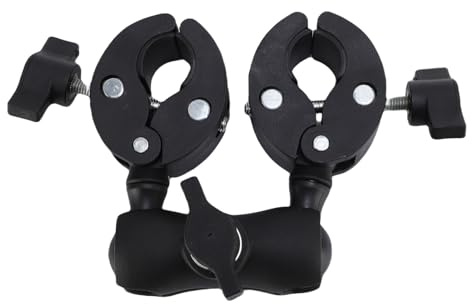 NOENNULL Montaje de Doble Abrazadera con Cabeza de Pelota de 360 ​​°, Brazo Articulado Ajustable para Paraguas, Soporte para Teléfono, Cámara, Micrófono, Soporte de Luz - Universal Pole