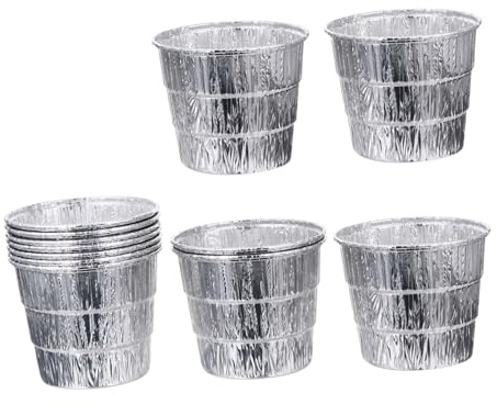 BEBEMOKO Revestimiento Desechable para Cubo De Grasa Barbacoa 12 Piezas Aluminio Galvanizado Resistente Limpieza Fácil para Parrillas De Exterior