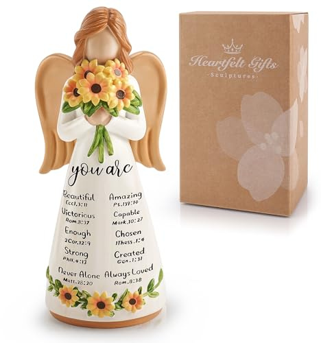 Sunflower Gift for Women,Christian Gift for Women,Spiritual Gifts for Women,Religious Gift for Friends,Angel Holding Sunflowers Christian Figurines,Get Well Healing Statue,Mothers Day Gift for Mom