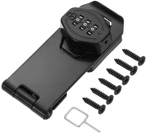 PATIKIL Keyless Cabinet Combination Lock 4, Zinc Alloy 3-Digit Password Twist Knob Hasp Lock for Cabinets Closet Drawer Kitchen Cupboard Outdoor, Black