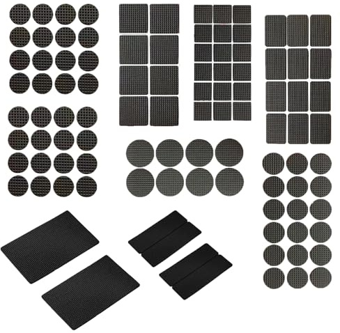 Set da 102 Feltrini Adesivi per Mobili e Sedie – Sottosedie Rotondi e Quadrati – Protezione Pavimenti Antigraffio – Pad Antiscivolo per Gambe Mobili e Tavoli – Facili da Applicare