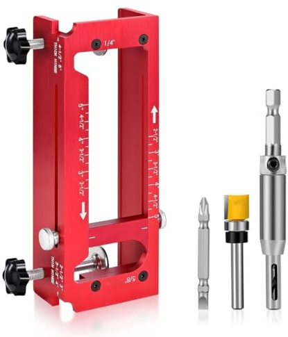 YUEHISY Door Hinge Jig, High Efficiency Aluminum Alloy Door Hinge Mortiser Installation Kit, for Various Installation