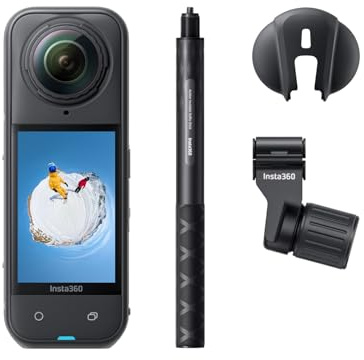 Insta360 X5 Pack Ski - caméra 360 8K étanche, Perche à Selfie Invisible, Basse lumière de Pointe, objectifs Robustes et remplaçables, 3h d'autonomie, Audio Net, stabilisation