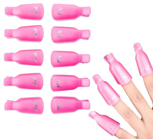YAZWUR 10 Stück Nagellackentferner Clips Rosa, Nagelclips, Nagel Clips Set, Nagelspange, Nagelzubehör Wiederverwendbare Abschminkhilfe für den Heimgebrauch