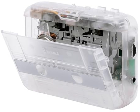 GOWENIC Mini Compact Kassettspelare BT Musikuppspelning Stereobandspelare FM-radio Dubbel Strömförsörjning för Hemskola 3,5 Mm AUX-ingång i Transparent