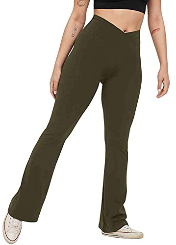 Generisch Fitness Jogginghose Out Training Leggings Sport Frauen Leichtathletische Yoga-Hosen (Army Green, XXL)
