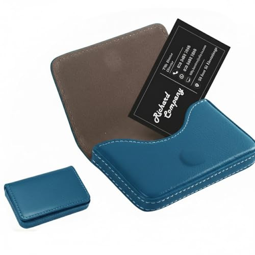 COYUN Slim Business Card Holder para Hombres & Mujeres, Professional Tarjetero para Tarjetas de Visita de Cuero PU con cierre magnético,Estuche para Tarjetas de Crédita(Azul)