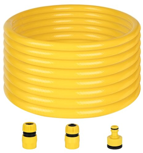 Rzspher 10 M Tuyau de jardin Ø15mm, résistant aux UV, pression-résistant, anti-plis, contient 3 accessoires Jaune