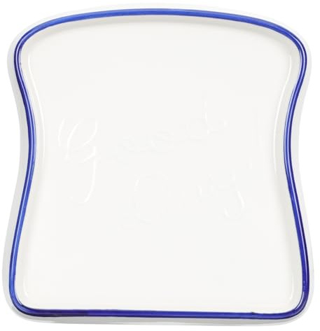 YARNOW Plato para Tostadas de Cerámica Forma de Pan, Fácil de Limpiar y Apto para Microondas, Adecuado para Servir el Desayuno en Cumpleaños o Bodas
