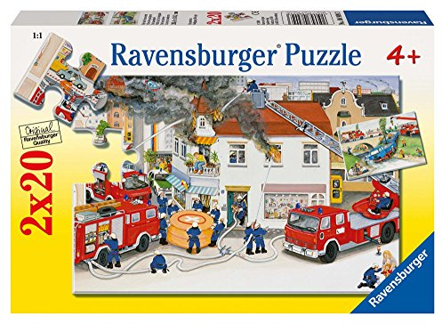 Ravensburger 08909 - Bei der Feuerwehr, 2 x 20 Teile Puzzle