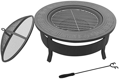Garden Mile® Braciere da giardino, forma moderna e rotonda, grande, nero