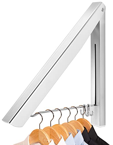 LIVEHITOP Kleiderhaken Klappbar Wand Kleiderständer, Aluminium Kleiderbügel mit Kleiderhaken, Kleiderlüfter Wandgarderobe Haken Halter für Schlafzimmer Badezimmer Balkon Indoor Outdoor