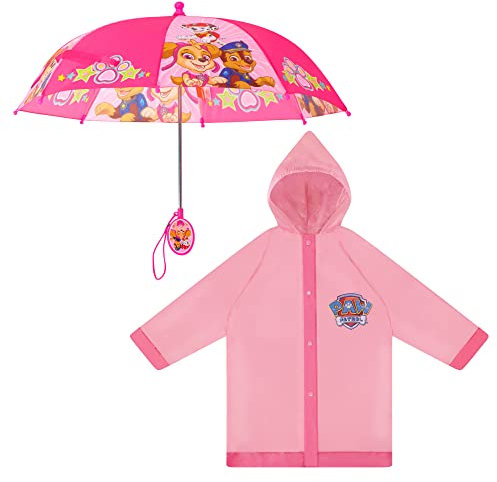 Nickelodeon Kinder Regenschirm und Slicker, Paw Patrol Jungen Regenbekleidungsset, für Kinder von 2–7 Jahren, Helles Pink, 2-7 Jahre