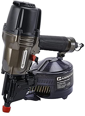 Carpenter Air Tools CCN65 15 Degree 1-1/2″ to 2-1/2″ Pneumatic Coil Siding Nailer with Tool-less Depth Adjustment, Drives wire and plastic collated nails.
