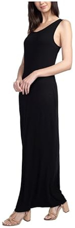 BODYWEAR LTD Womens Plain Muscle Racer Back Sleeveless Bodycon Long Maxi Dress (Black, 12-14)