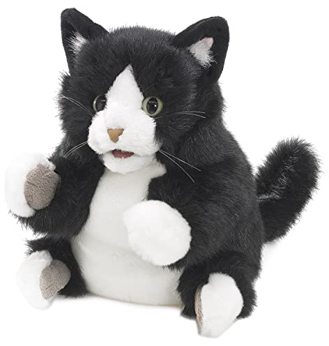 Folkmanis Tuxedo Kitten Hand Puppet, Black; White