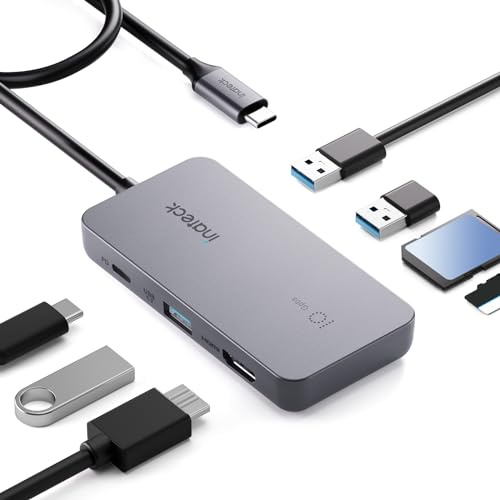 Inateck 7 in 1 USB C Hub mit 4K HDMI, PD 100W, 3 USB A 3.2 10Gbps, SD/TF Kartenleser, 50cm Kable, kompatibel mit Windows 7/8/10/11, Mac OS，Linux