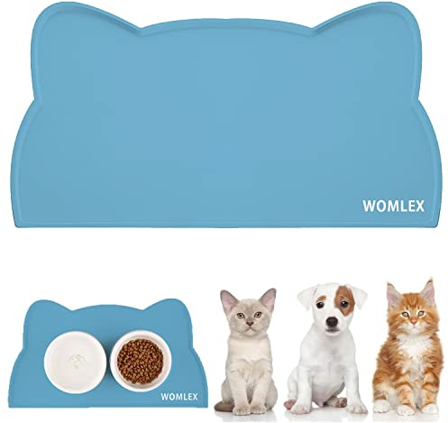 Tapis Gamelle Chat et Chien en Silicone Alimentaire - 44x25cm Tapis de Léchage Imperméable et Antidérapant avec Bord Surélevé - Protection du Sol pour Eau et Nourriture, sans BPA
