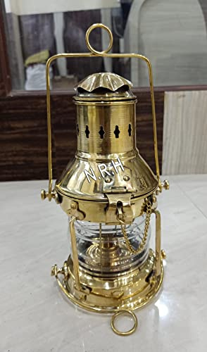 Nautical Brass Lantern Oil Lamp -Decorative Hanging Lantern- Marine Ship Lamp -Vintage Brass Maritime Ship Boat Lantern