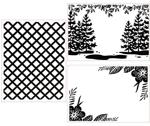 URFEDA 3ST Blumen Prägeschablone Kunststoff Prägefolder Transparent Embossing Folder Schablone Waschbar Prägeordner für DIY Album Papier Karten Umschlag Scrapbooking Bastelarbeiten