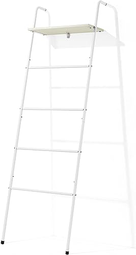 Scaletta portasciugamani, mensola a 5 livelli, scala decorativa, salvaspazio, in acciaio, per soggiorno, bagno, camera da letto (bianco)