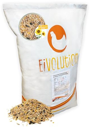 Eivolution 28 kg Premium Bio Körnermischung für Hühner & Geflügel - Energiereiches Futter mit Weizen, Mais, Gerste, Sonnenblumenkernen - Für Legehennen, Gänse, Enten, Wachteln