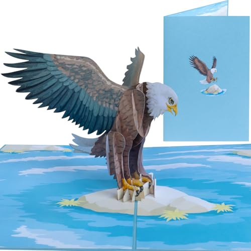 Sweetpopup® Pop-Up Karte Adler – Symbol für Stärke & Freiheit – 3D Geburtstagskarte für Naturfreunde - Perfekt für Motivation, Gratulation, Neuanfang, Vatertag & Glückwunsche – 185