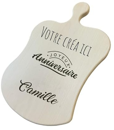 Planche a decouper personnalisée Mabouteille.fr® - Planche de bois en Hêtre de France avec Logo & Texte [ Grande planche bois apero XXL ] (XXL 49.5x30.5x2.5 cm)
