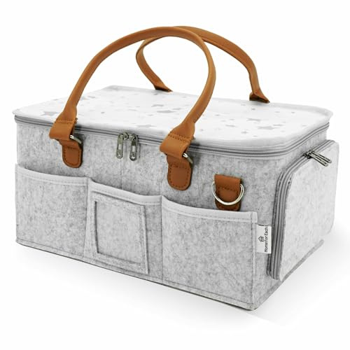 HOME FOR EACH - Wickeltasche mit Deckel, Reisezubehör für Neugeborene, Auto-Caddy, Duschgeschenke für Mädchen und Jungen, Babytasche und wichtige Dinge