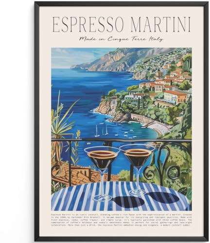 MJ-GRAPHICS® Retro Café Bild A3 - Italienischer Espresso Deko für Wohnzimmer Wand
