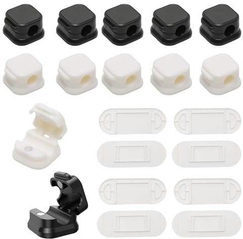 12 Pcs Cable Clips, Magnetic Cable Holders, Self Adhesive Desk Wire Cables Tidy for Nightstand, Kitchen Appliances and Office