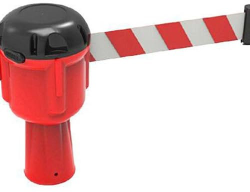 Rusopobe Einziehbarer Verkehrskegel im Stil eines Gefahrenwarnbandes, am Kegel montierbarer Warn Notfallgurt für den Außenbereich, ineinandergreifend mit Mehreren Einheiten(Red,2m/6.5ft)