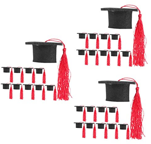 Amosfun 3 Sätze Mini-arztmütze Burleske Abschlusskappe Und Kleid Für Partydekoration Partydeko Einschulung Flaschenverschluss Topper Flaschendeckel Glasstopfen Vlies 10 Stück * 3