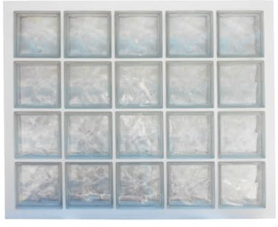 Panel prefabricado con cemento hidrófugado, uso vertical | N. 20 bloques de vidrio (4x5) mm 190x190x80 ondulado transparente | Dimensión 870X1070 mm | Unidad de venta: 1 panel