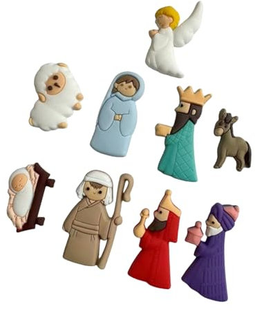 9PCS Belén Accesorios Navidad PVC Decoraciones Parte Trasera Plana Decoración Encanto Decoración Artesanía Artesanía Decoración