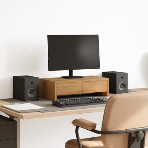 Xichuzi Monitorständer mit Schubladen Artisan-Eiche 50x27x15 cm, Monitor Erhöhung, Schreibtischaufsatz, Monitor Erhöhung Schreibtisch, Bildschirm Erhöhung, Schreibtisch Regalaufsatz - 854669