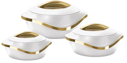 GRACE KITCHEN Cookware - ​3-Piece Insulated Hot Pot Set – Stainless Steel Thermal Casserole Dishes with Lids & Side Handles – Keeps Food Warm for Hours – 1L, 1.5L, 2.5L